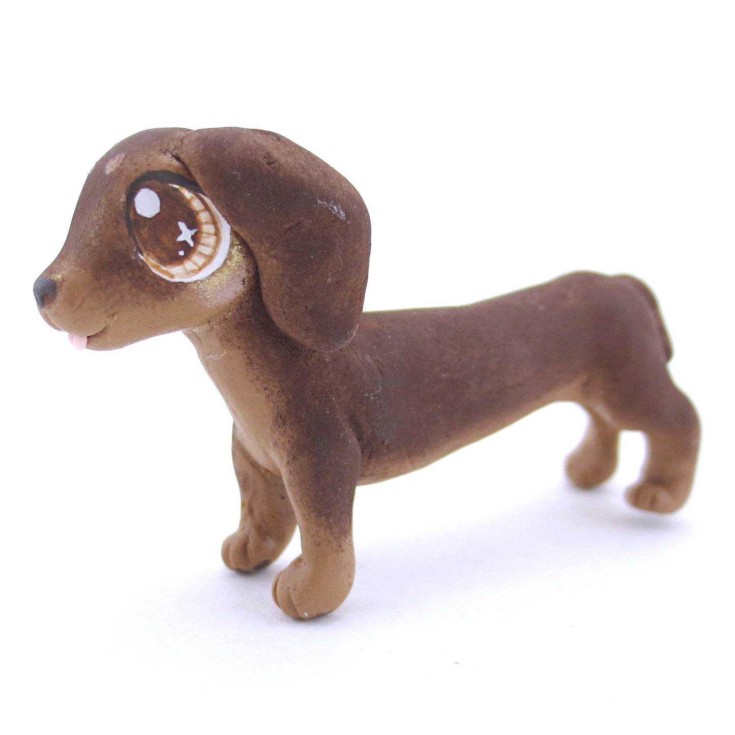 Brown and Tan Dachshund Puppy Figurine - Polymer Clay Fall Animals