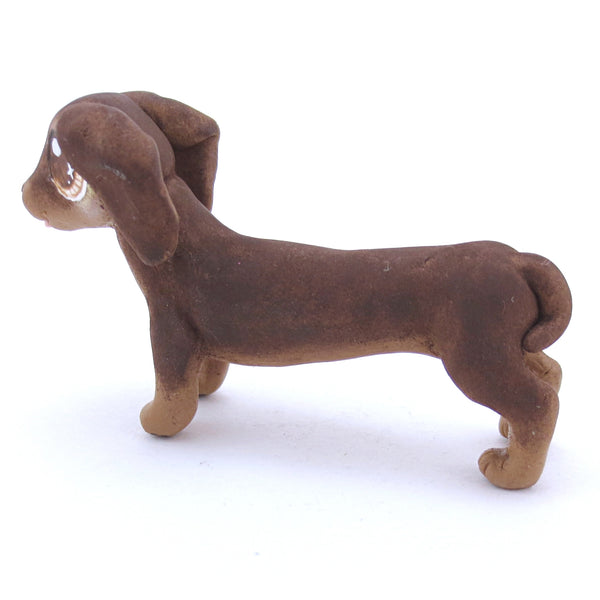 Brown and Tan Dachshund Puppy Figurine - Polymer Clay Fall Animals