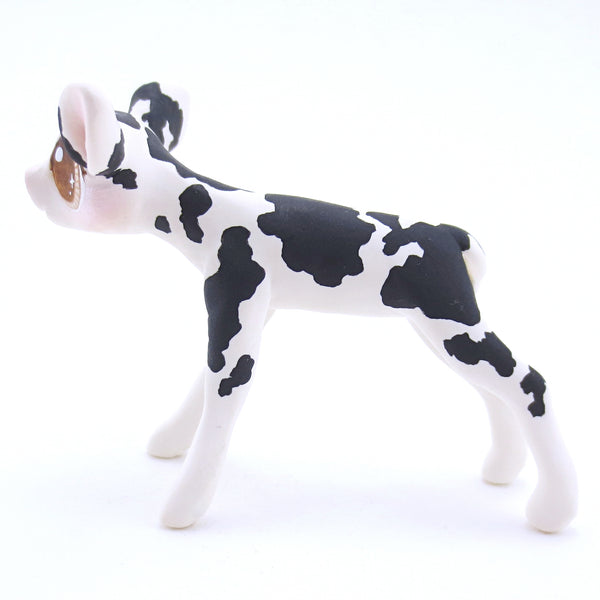 Black and White Holstein Cow Figurine - Polymer Clay Fall Animals