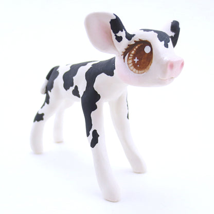 Black and White Holstein Cow Figurine - Polymer Clay Fall Animals