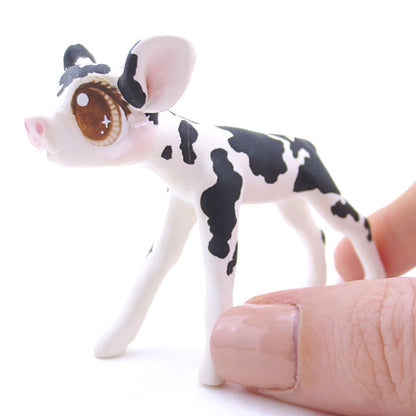 Black and White Holstein Cow Figurine - Polymer Clay Fall Animals