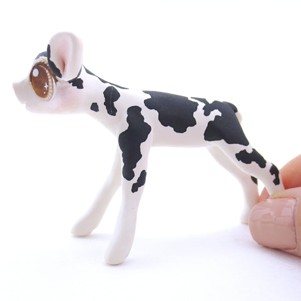Black and White Holstein Cow Figurine - Polymer Clay Fall Animals
