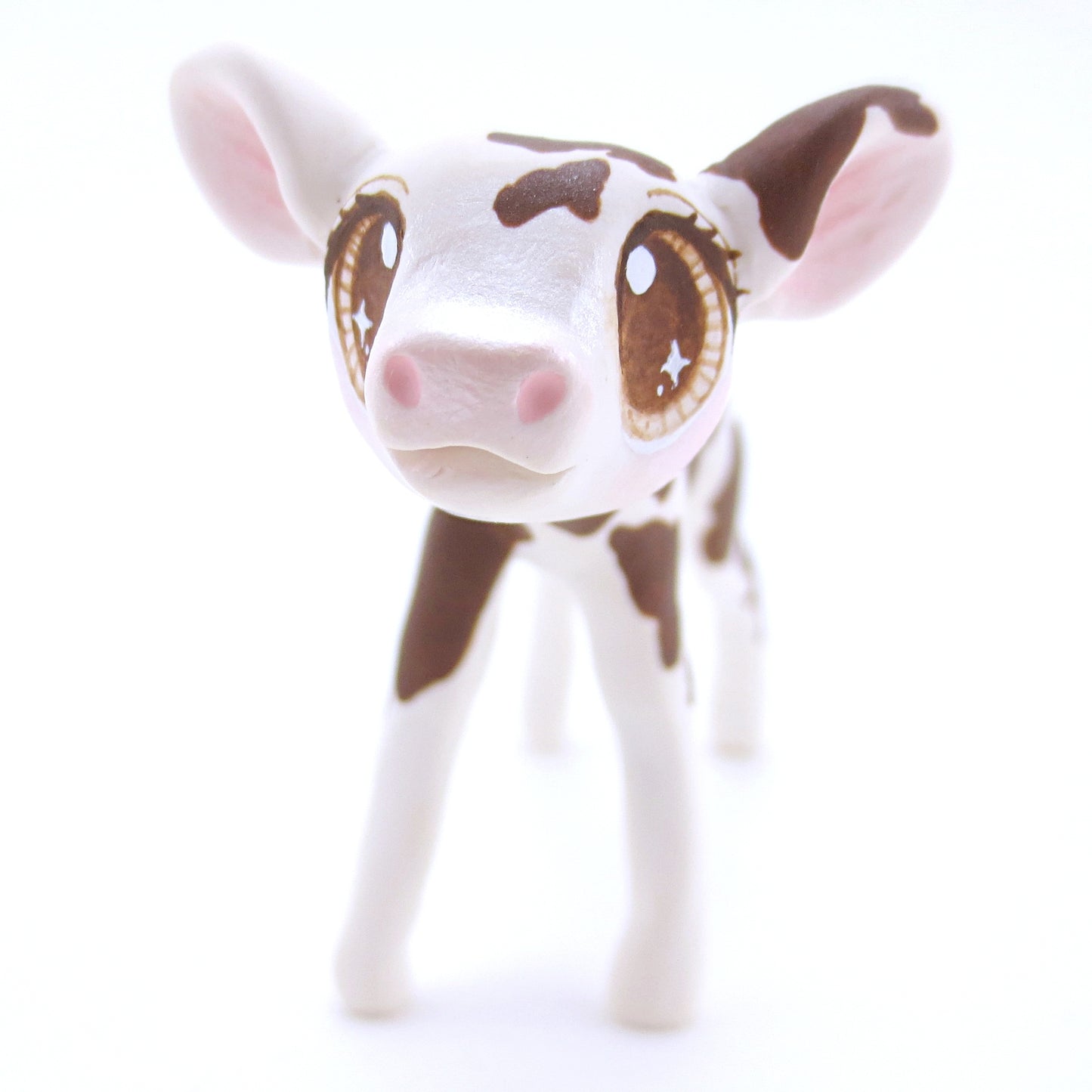 Brown and White Holstein Cow Figurine - Polymer Clay Fall Animals