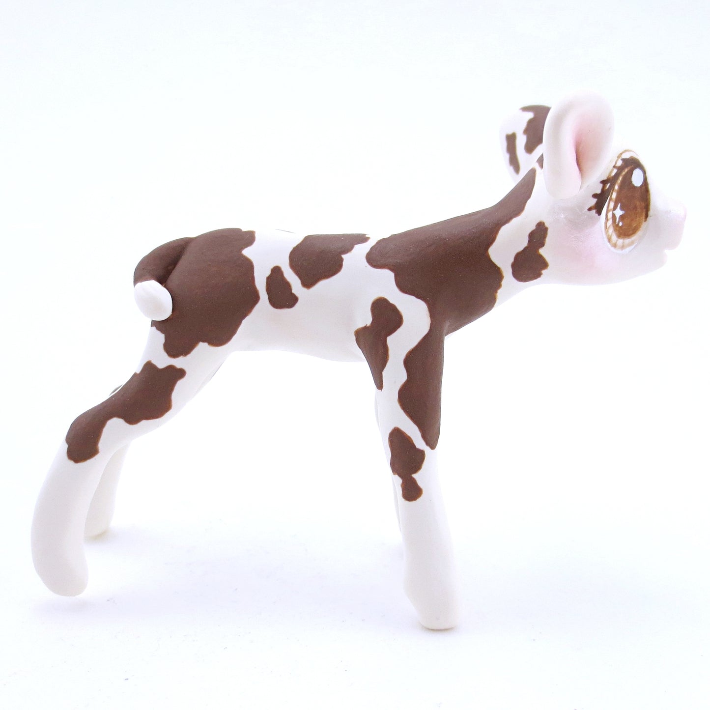 Brown and White Holstein Cow Figurine - Polymer Clay Fall Animals