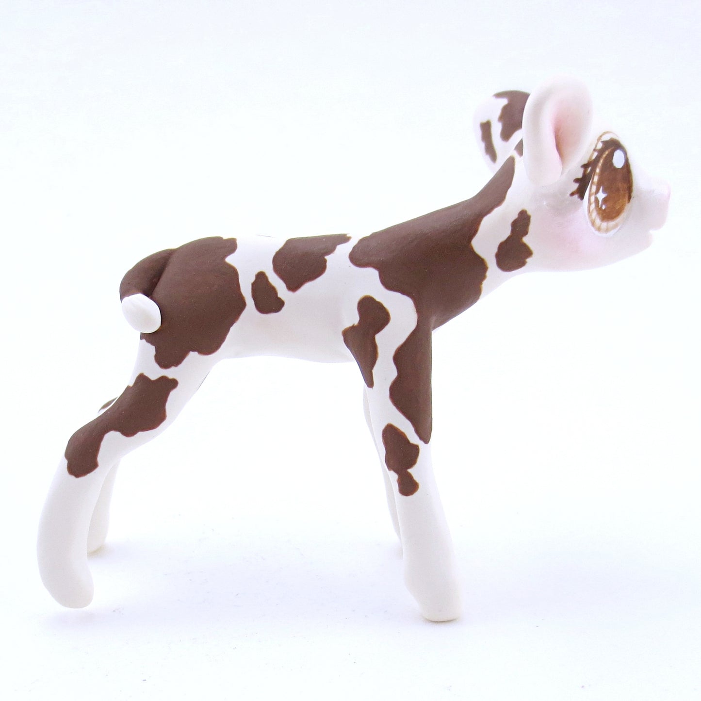 Brown and White Holstein Cow Figurine - Polymer Clay Fall Animals