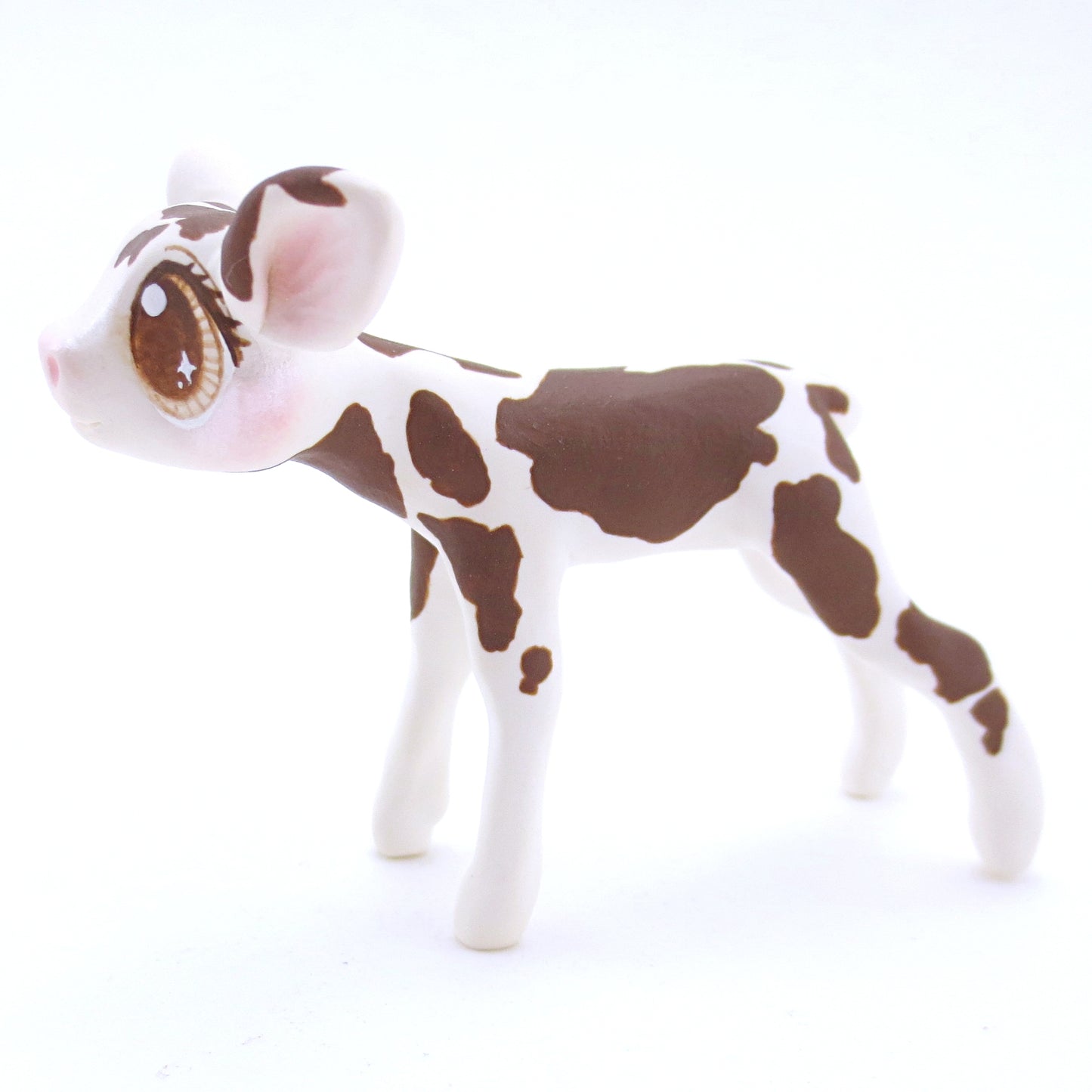 Brown and White Holstein Cow Figurine - Polymer Clay Fall Animals