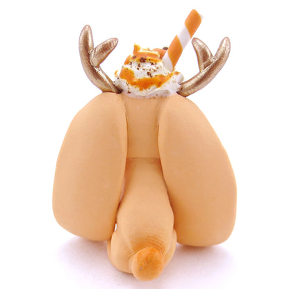 Pumpkin Spice Jackalope Figurine - Polymer Clay Fall Animals