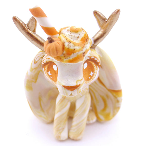 Pumpkin Spice Vanilla Swirl Jackalope Figurine - Lighter Swirls Version - Polymer Clay Fall Animals
