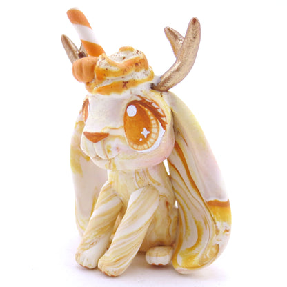 Pumpkin Spice Vanilla Swirl Jackalope Figurine - Lighter Swirls Version - Polymer Clay Fall Animals