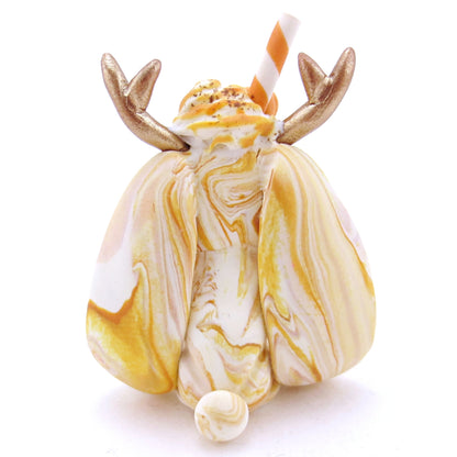 Pumpkin Spice Vanilla Swirl Jackalope Figurine - Lighter Swirls Version - Polymer Clay Fall Animals