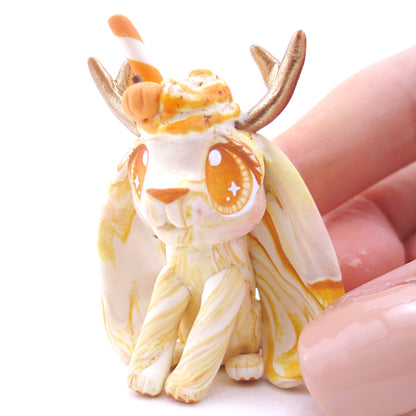 Pumpkin Spice Vanilla Swirl Jackalope Figurine - Lighter Swirls Version - Polymer Clay Fall Animals