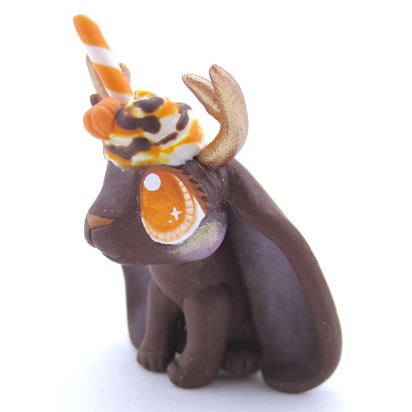 Pumpkin Spice Cocoa Jackalope Figurine - Polymer Clay Fall Animals