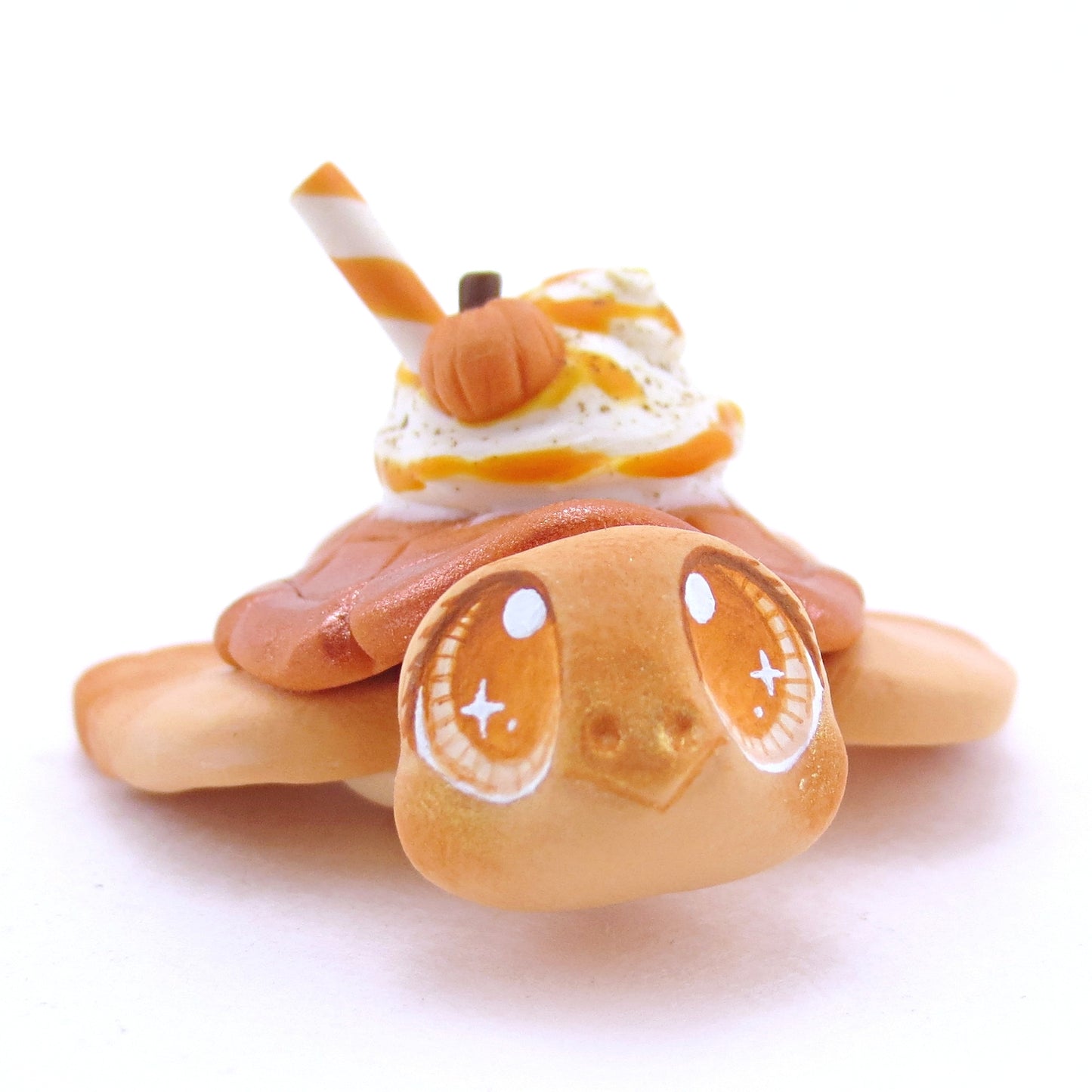 Pumpkin Spice Turtle Figurine - Polymer Clay Fall Animals