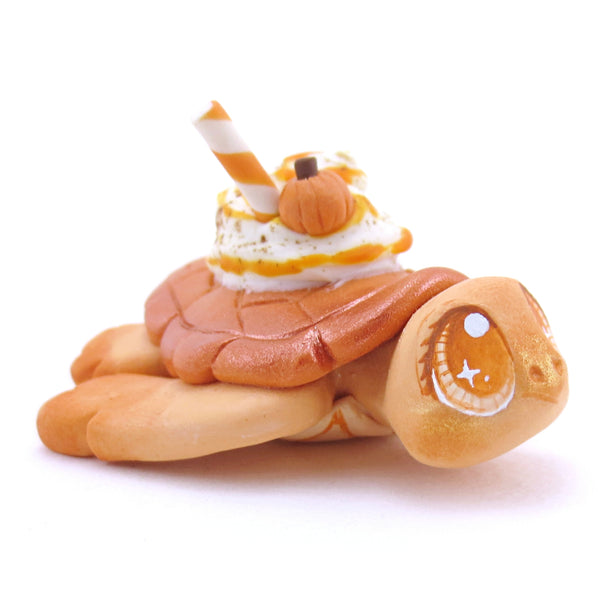 Pumpkin Spice Turtle Figurine - Polymer Clay Fall Animals