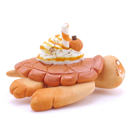 Pumpkin Spice Turtle Figurine - Polymer Clay Fall Animals