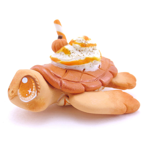 Pumpkin Spice Turtle Figurine - Polymer Clay Fall Animals