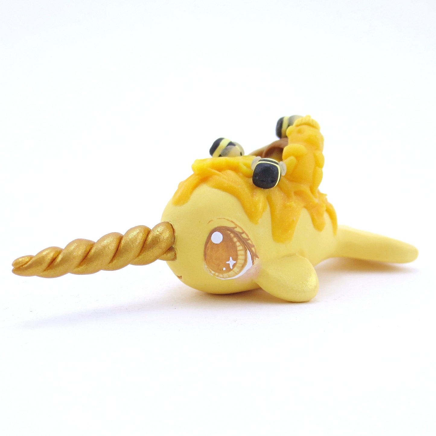 Honey Narwhal Figurine - Polymer Clay Fall Animals