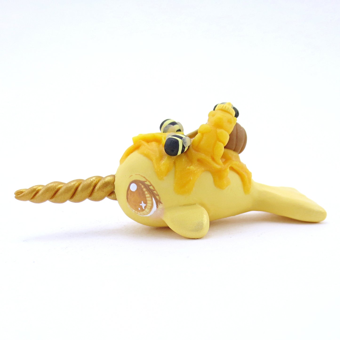 Honey Narwhal Figurine - Polymer Clay Fall Animals