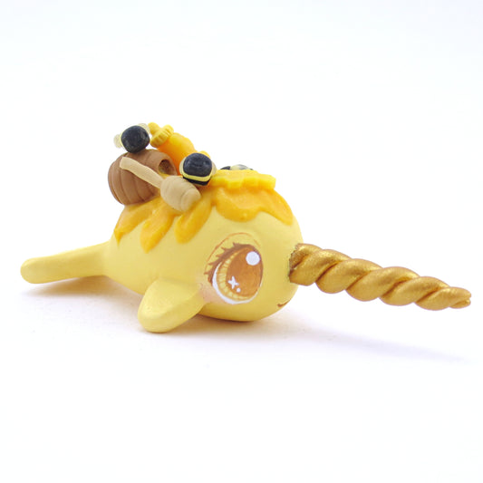 Honey Narwhal Figurine - Polymer Clay Fall Animals