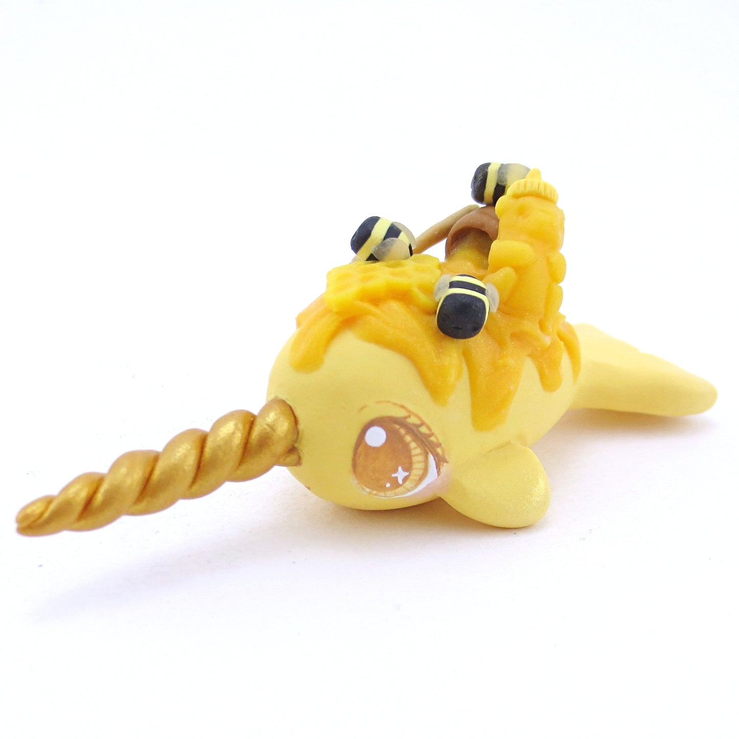 Honey Narwhal Figurine - Polymer Clay Fall Animals