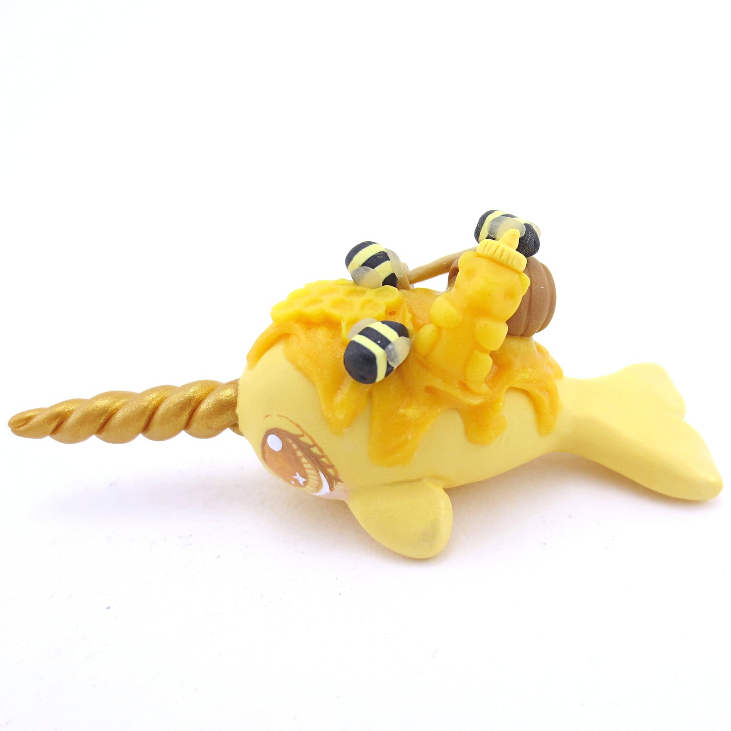 Honey Narwhal Figurine - Polymer Clay Fall Animals