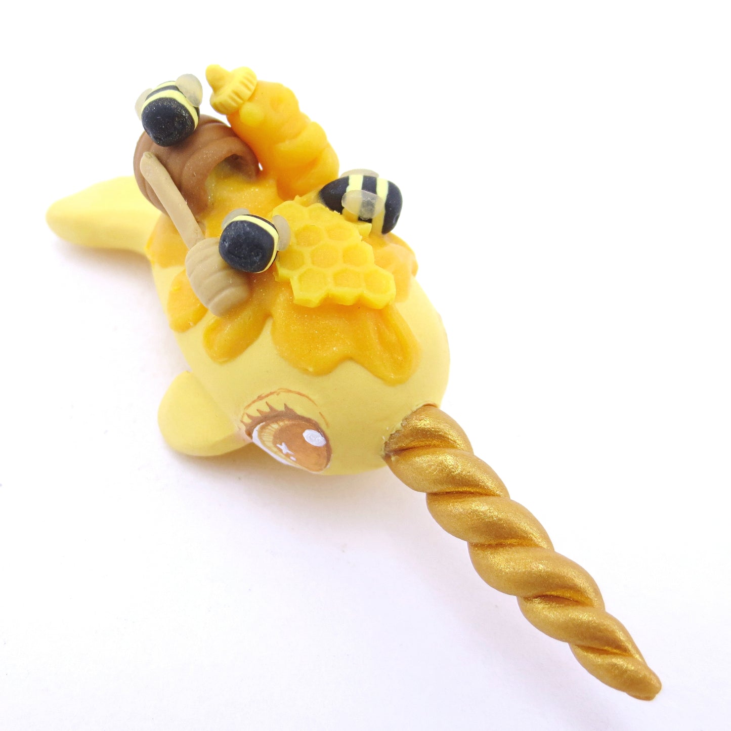 Honey Narwhal Figurine - Polymer Clay Fall Animals