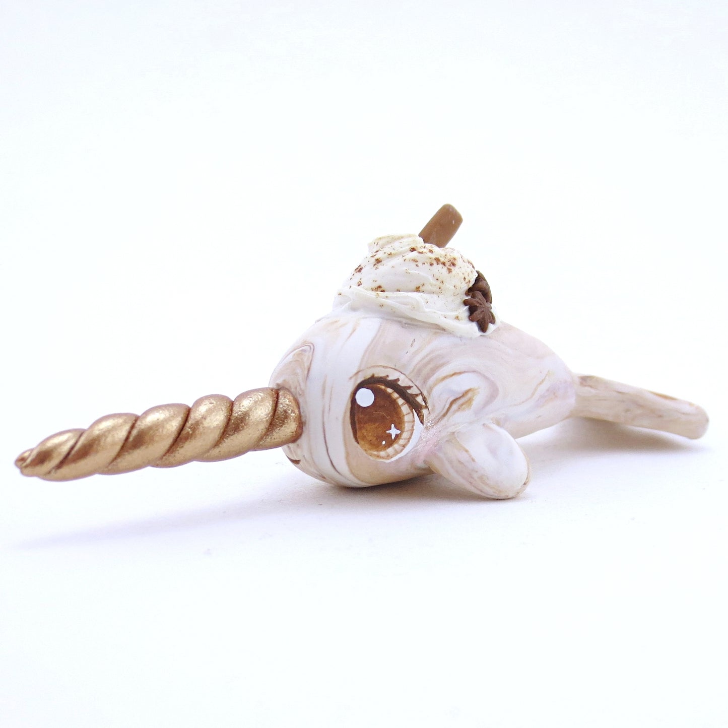 Chai Spice Narwhal Figurine - Polymer Clay Fall Animals