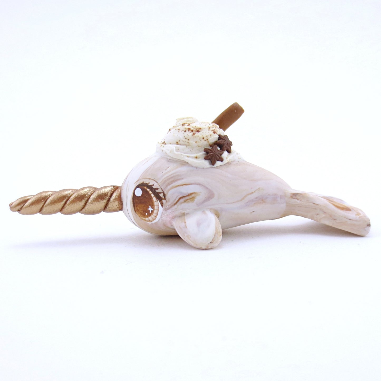 Chai Spice Narwhal Figurine - Polymer Clay Fall Animals