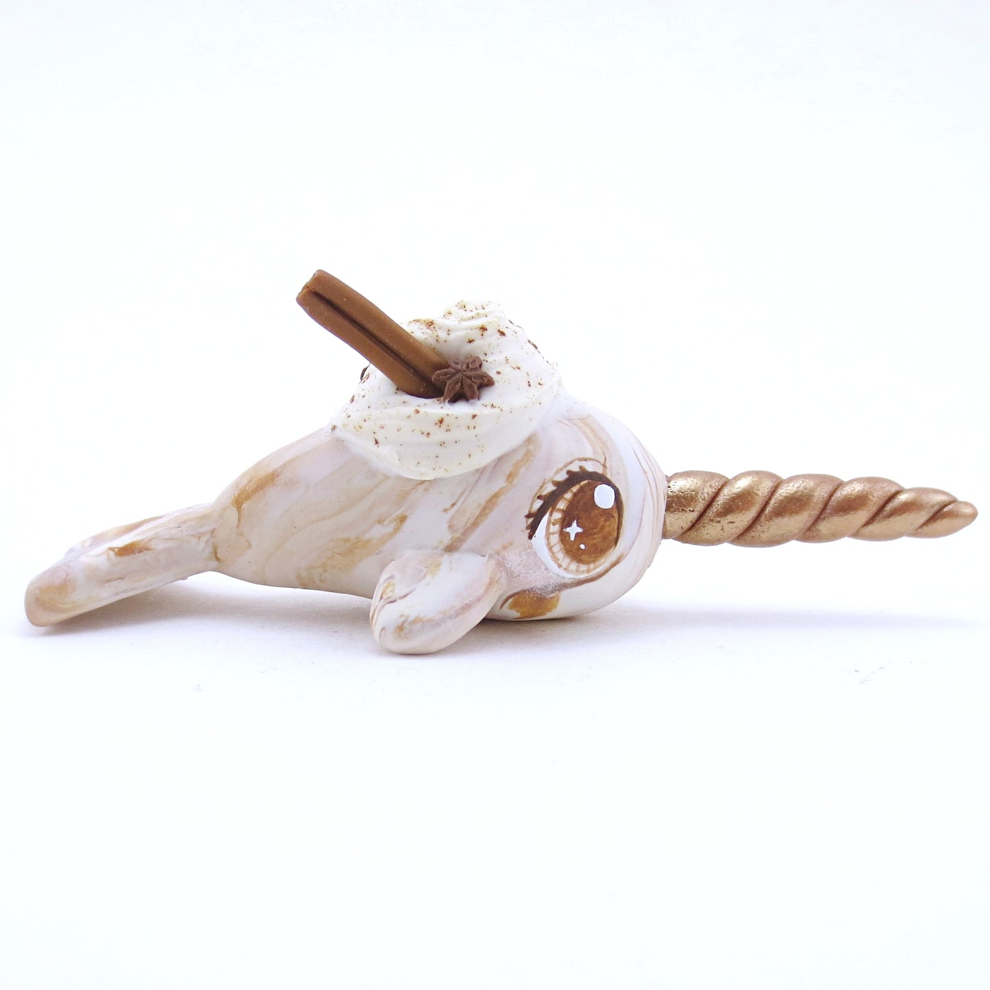 Chai Spice Narwhal Figurine - Polymer Clay Fall Animals