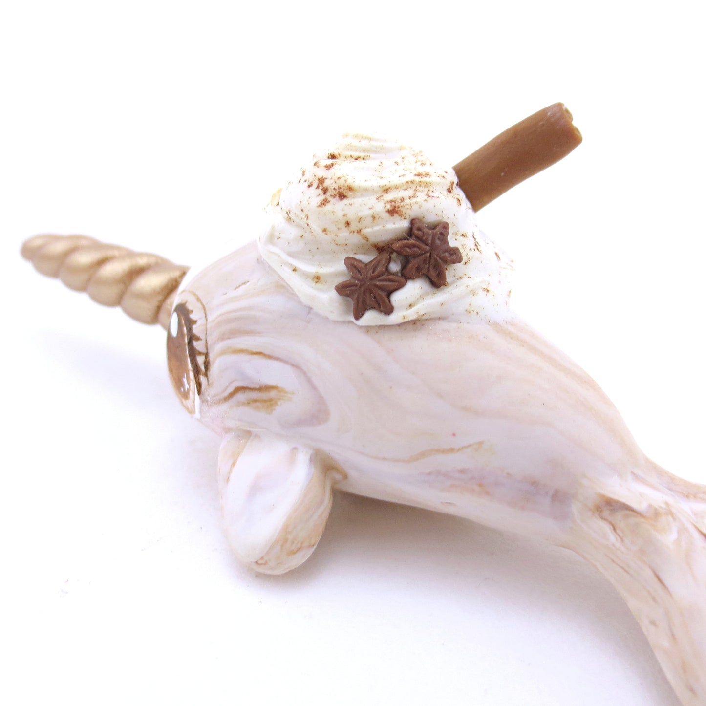 Chai Spice Narwhal Figurine - Polymer Clay Fall Animals