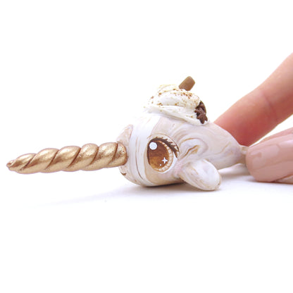 Chai Spice Narwhal Figurine - Polymer Clay Fall Animals