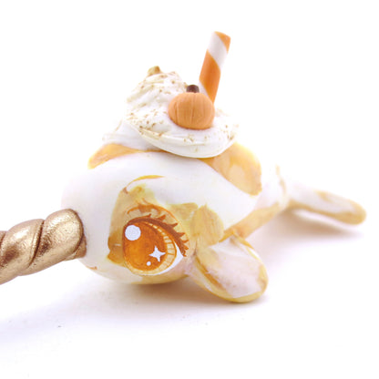 Pumpkin Spice Vanilla Swirl Narwhal Figurine - Choppy Swirl Version - Polymer Clay Fall Animals