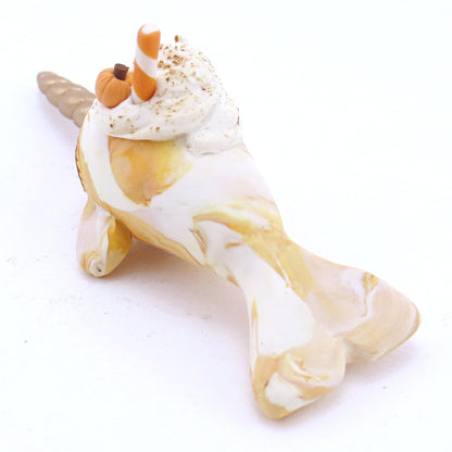 Pumpkin Spice Vanilla Swirl Narwhal Figurine - Choppy Swirl Version - Polymer Clay Fall Animals