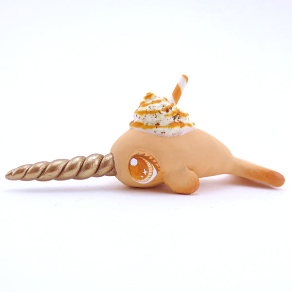 Pumpkin Spice Narwhal Figurine - Polymer Clay Fall Animals