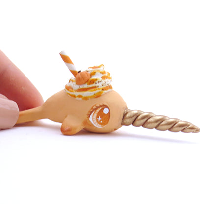 Pumpkin Spice Narwhal Figurine - Polymer Clay Fall Animals