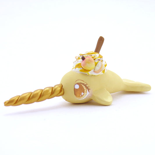 Apple Cider Narwhal Figurine - Polymer Clay Fall Animals