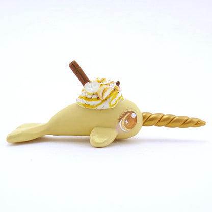 Apple Cider Narwhal Figurine - Polymer Clay Fall Animals