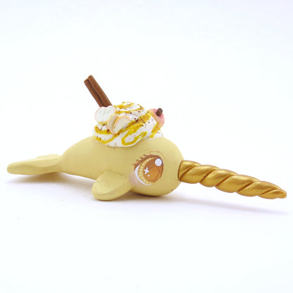 Apple Cider Narwhal Figurine - Polymer Clay Fall Animals