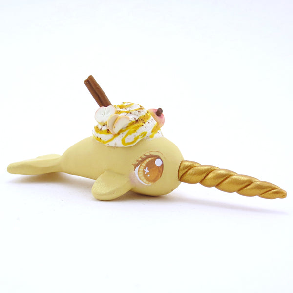 Apple Cider Narwhal Figurine - Polymer Clay Fall Animals