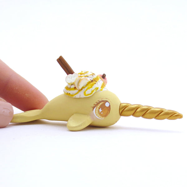 Apple Cider Narwhal Figurine - Polymer Clay Fall Animals