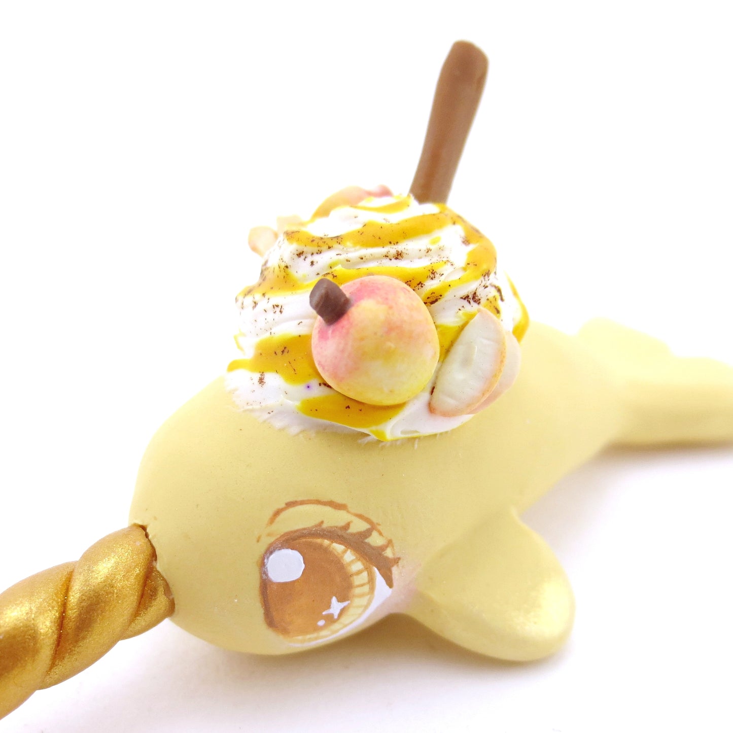 Apple Cider Narwhal Figurine - Polymer Clay Fall Animals