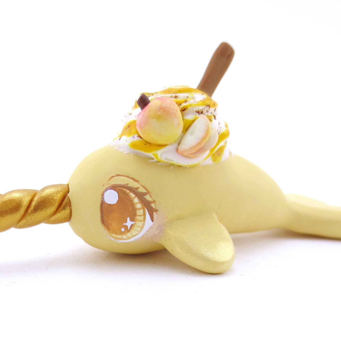 Apple Cider Narwhal Figurine - Polymer Clay Fall Animals