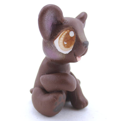 "Dark Chocolate" Baby Bear Figurine - Polymer Clay Fall Animals