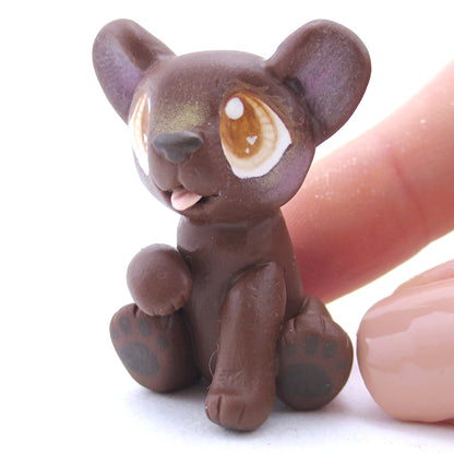 "Dark Chocolate" Baby Bear Figurine - Polymer Clay Fall Animals