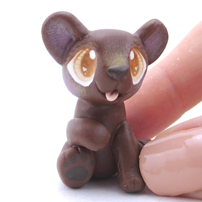 "Dark Chocolate" Baby Bear Figurine - Polymer Clay Fall Animals