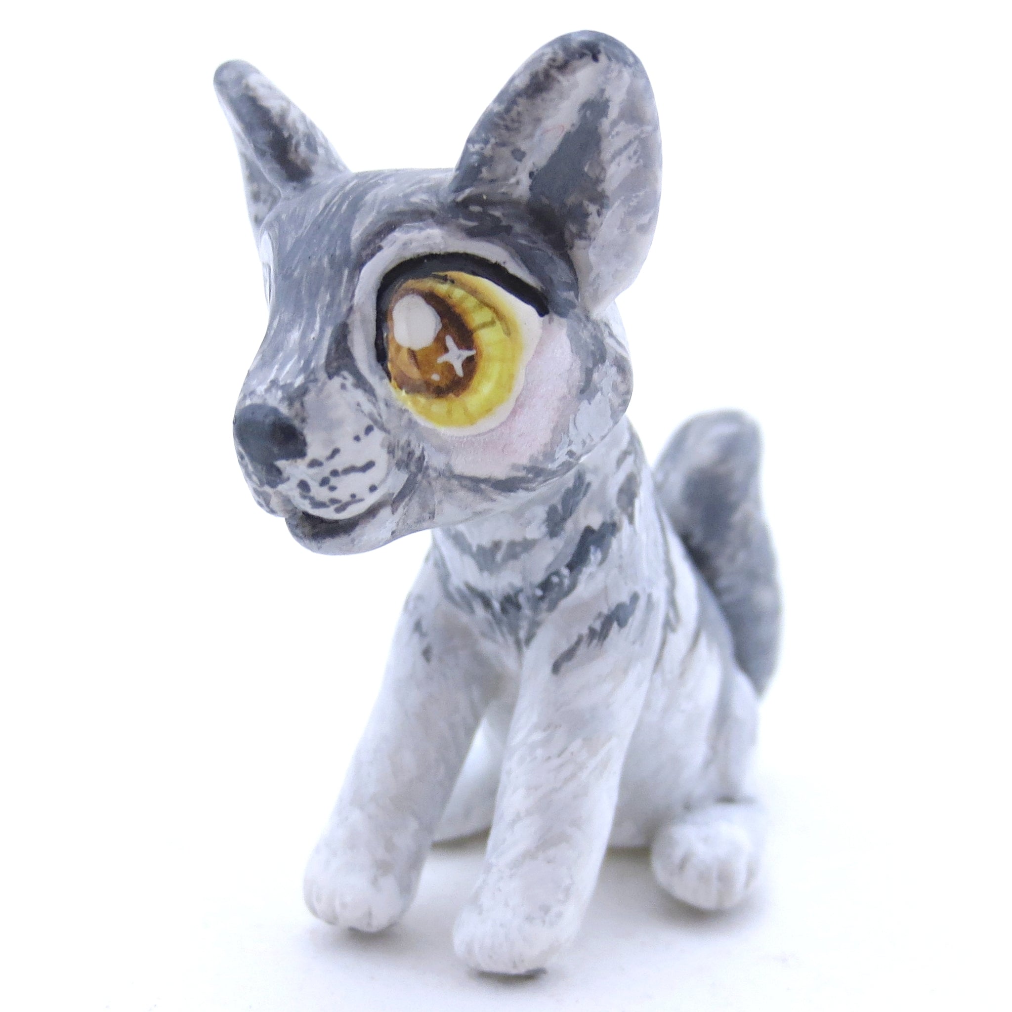 Grey Wolf Figurine - Polymer Clay Fall Animals