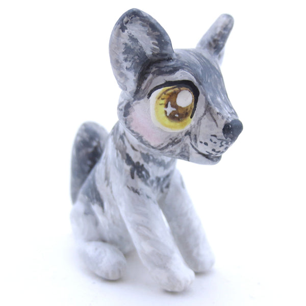 Grey Wolf Figurine - Polymer Clay Fall Animals