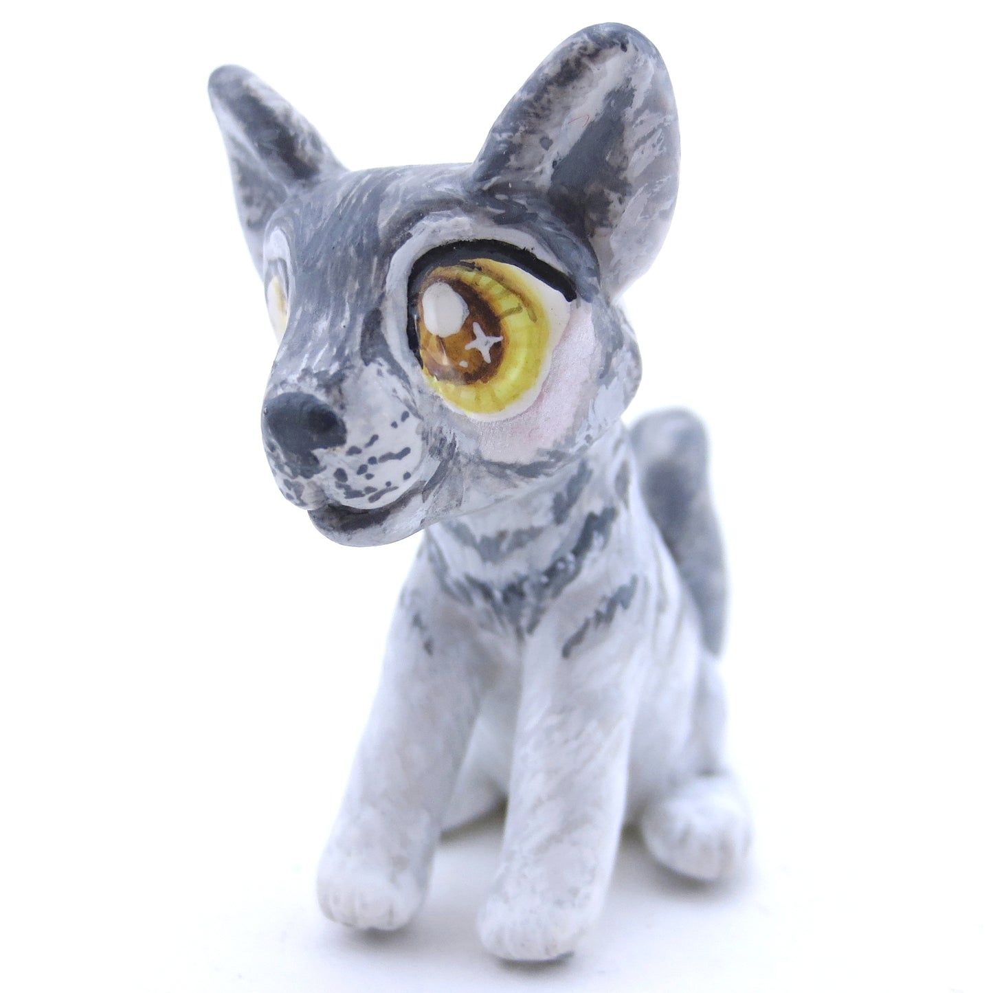 Grey Wolf Figurine - Polymer Clay Fall Animals