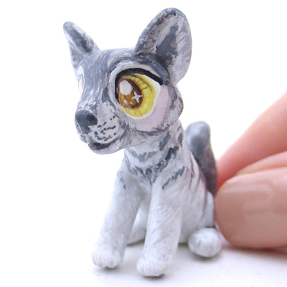 Grey Wolf Figurine - Polymer Clay Fall Animals