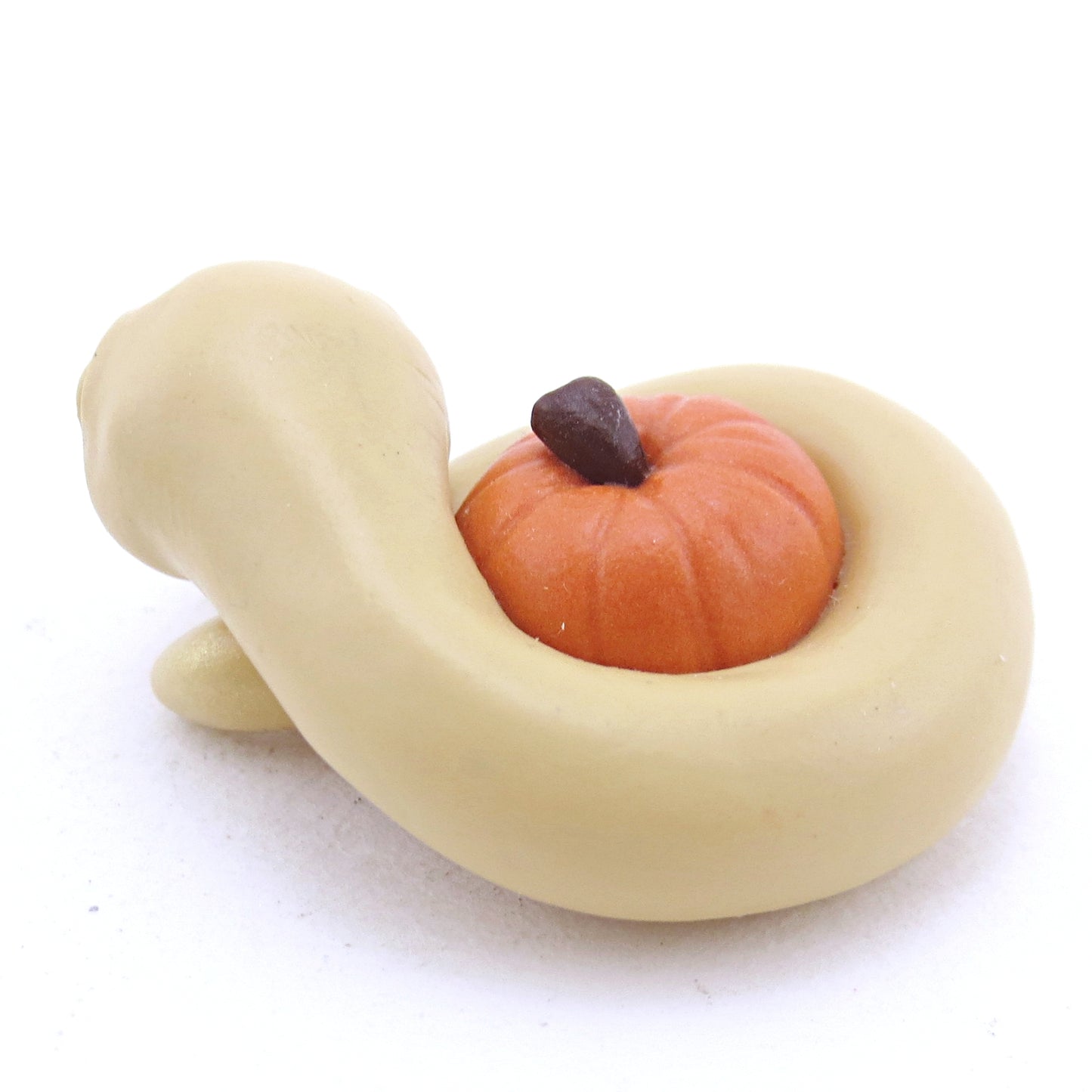 Tan Pumpkin Hugger Snake Figurine - Polymer Clay Fall Animals